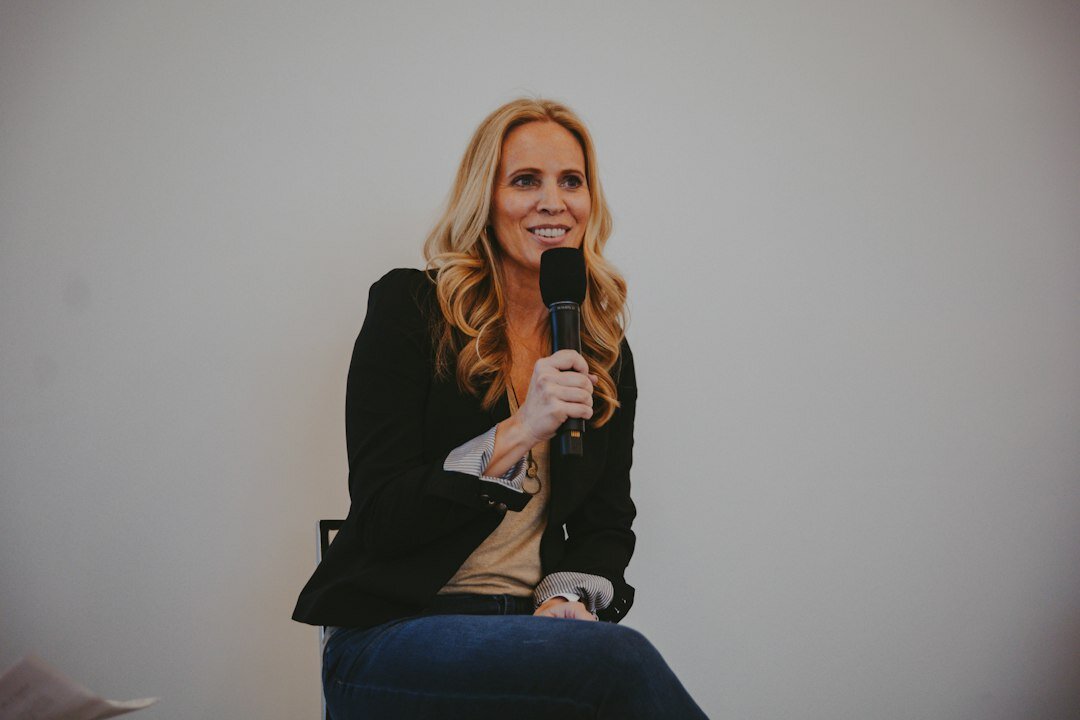 confident speaker smiling